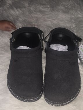 CROCS Black Suede Backstrap Clog